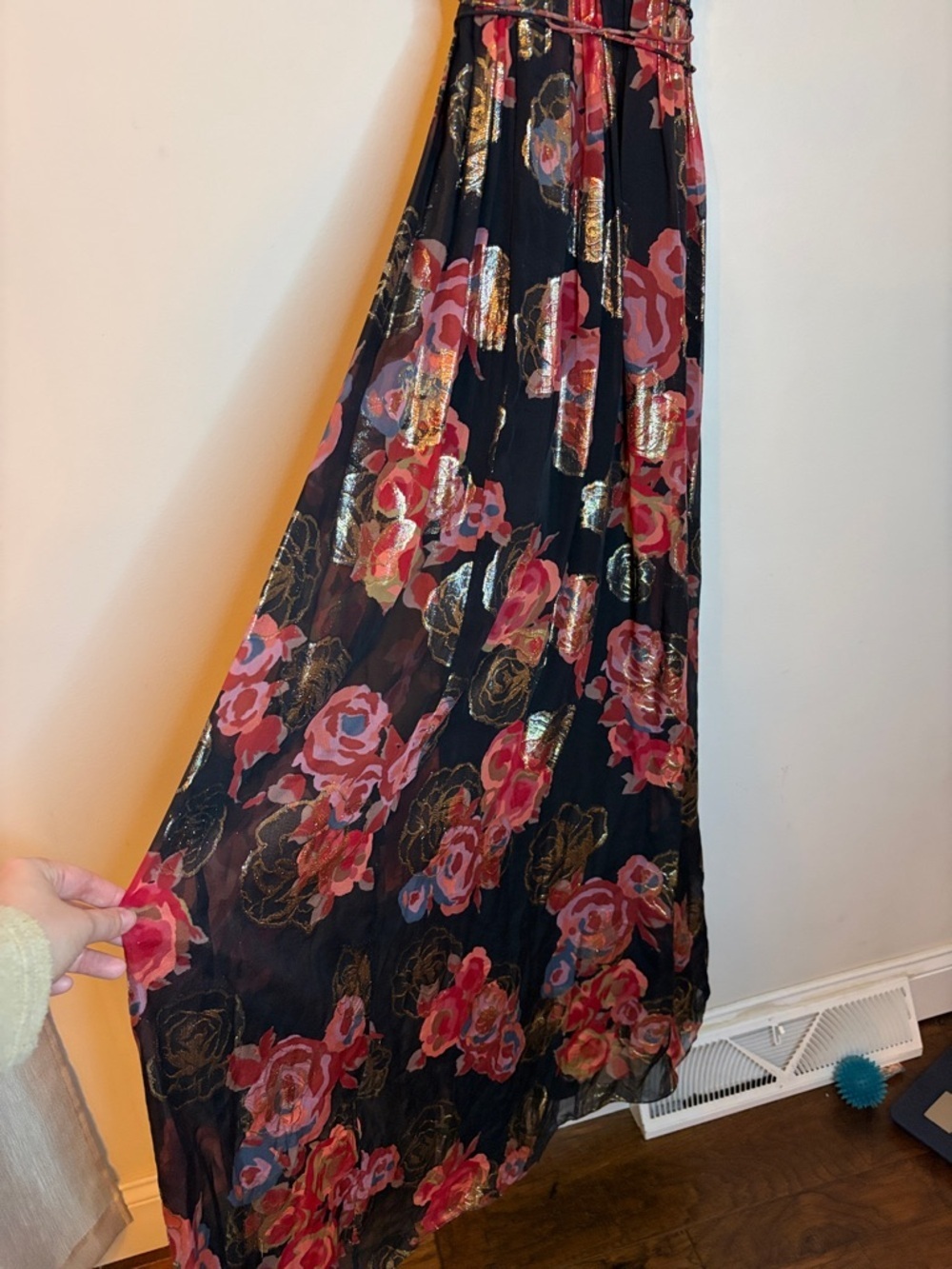 Free People “Shadows Silk Gown” – Black Floral Maxi Dress | Size 2 🌹✨ - Picture 8 of 11